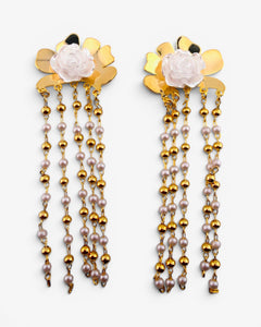 Boucles d'oreilles Rose Perlée Cascade - BEQUEEN PARIS