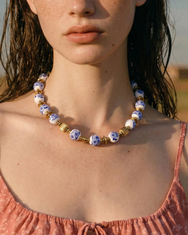 Collier Azulejo – Blue & Gold - BEQUEEN