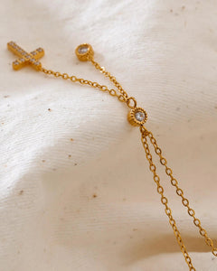 Collier Gloria Doré à Croix Sertie - BEQUEEN PARIS
