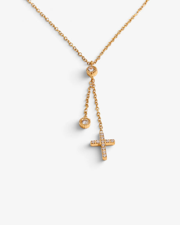 Collier Gloria Doré à Croix Sertie - BEQUEEN PARIS