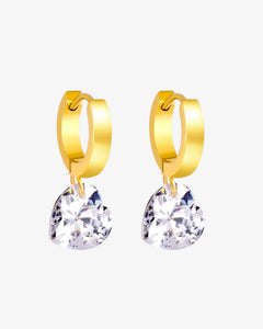 Créoles Cœur Zircon en acier inoxydable - BEQUEEN PARIS