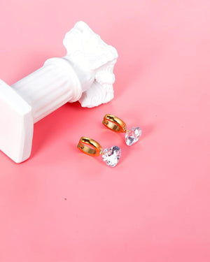 Créoles Cœur Zircon en acier inoxydable - BEQUEEN PARIS
