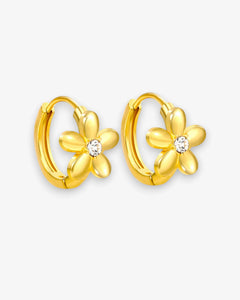 Créoles Fleur Zircon en acier inoxydable - BEQUEEN PARIS