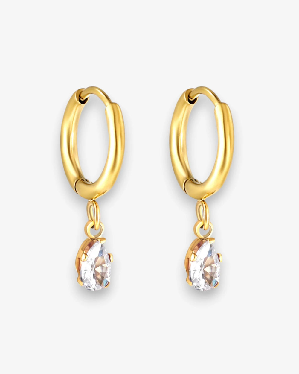 Créoles Goutte Zircon en acier inoxydable - BEQUEEN PARIS