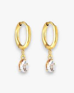 Créoles Goutte Zircon en acier inoxydable - BEQUEEN PARIS