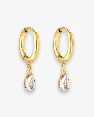 Créoles Goutte Zircon en acier inoxydable - BEQUEEN PARIS