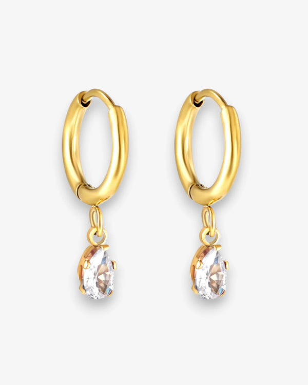 Créoles Goutte Zircon en acier inoxydable - BEQUEEN PARIS