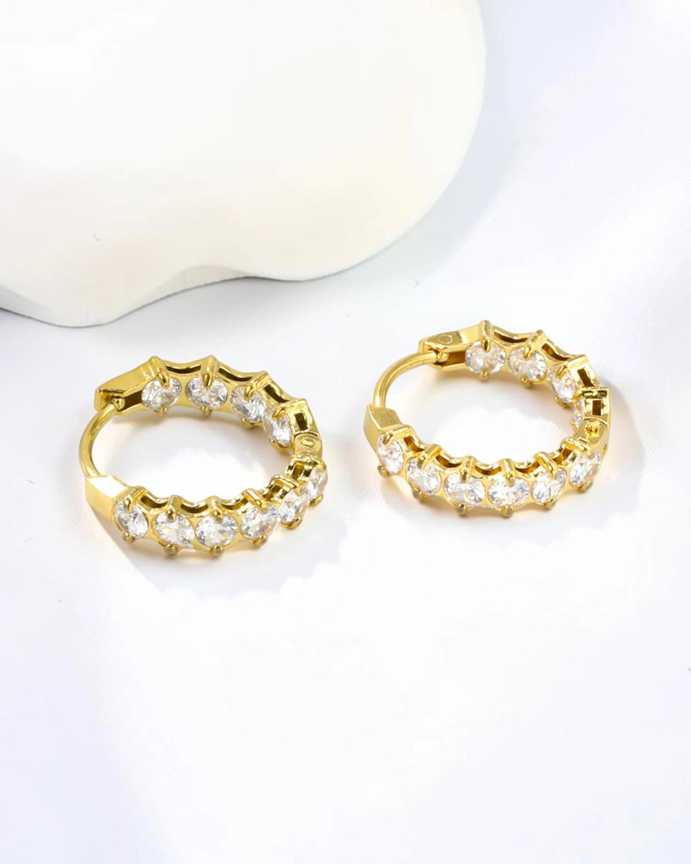Créoles Halo Crystal en acier inoxydable - BEQUEEN PARIS