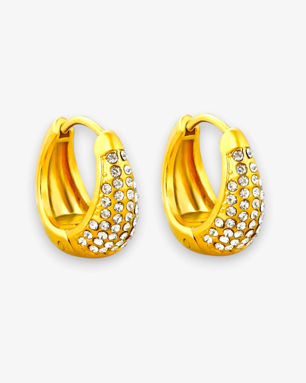 Créoles Pavé Mini Zircon en acier inoxydable - BEQUEEN PARIS