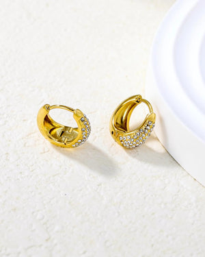 Créoles Pavé Mini Zircon en acier inoxydable - BEQUEEN PARIS