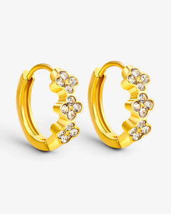 Créoles Trèfle Zircon en acier inoxydable - BEQUEEN PARIS