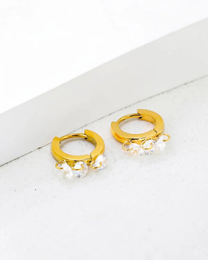 Créoles Trio Zircon en acier inoxydable - BEQUEEN PARIS