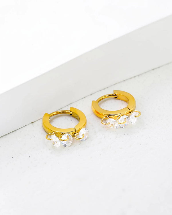 Créoles Trio Zircon en acier inoxydable - BEQUEEN PARIS