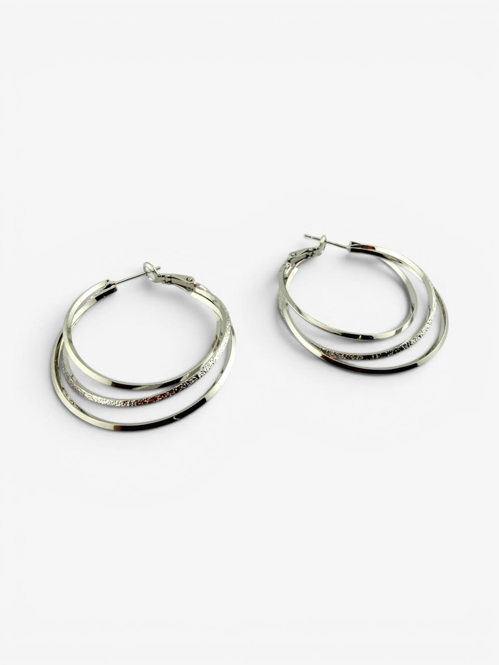 Créoles Triple Anneau Argentées 4cm - BEQUEEN PARIS