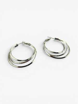 Créoles Triple Anneau Argentées 4cm - BEQUEEN PARIS