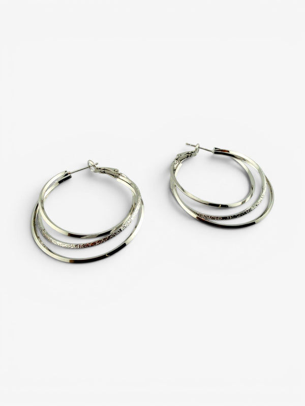 Créoles Triple Anneau Argentées 4cm - BEQUEEN PARIS