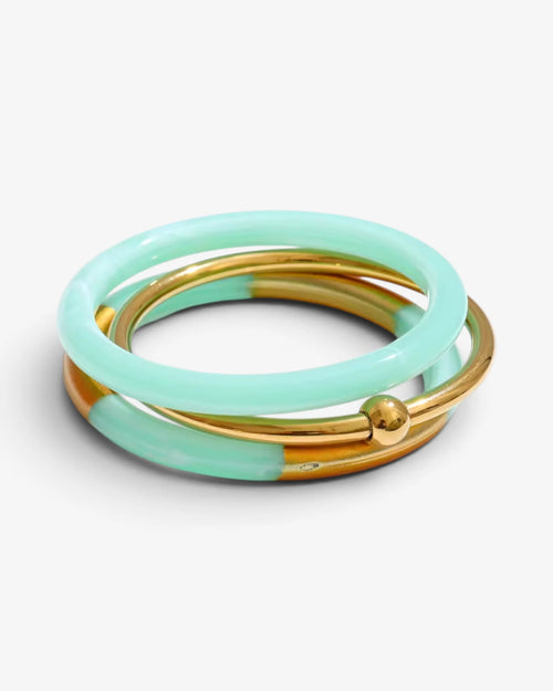 Lot de 3 Bracelets Résine & Jonc Doré | Élégance Colorée - BEQUEEN