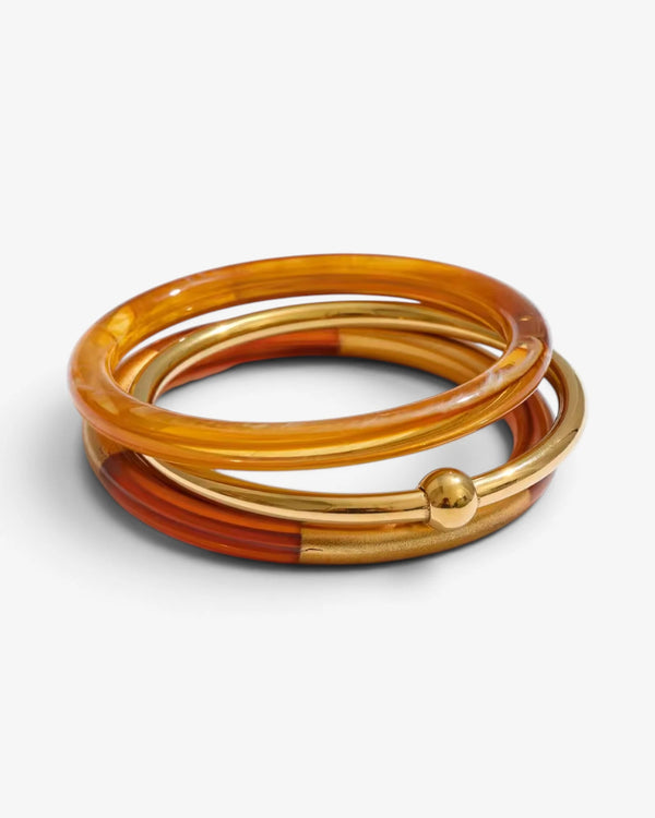 Lot de 3 Bracelets Résine & Jonc Doré | Élégance Colorée - BEQUEEN