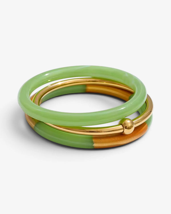 Lot de 3 Bracelets Résine & Jonc Doré | Élégance Colorée - BEQUEEN