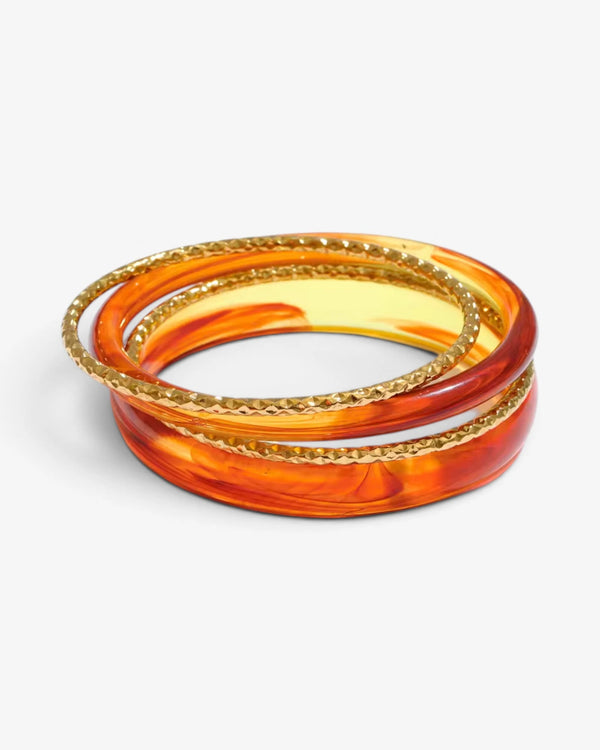 Lot de 4 Bracelets Résine Colorée & Joncs Dorés | Summer Edition - BEQUEEN