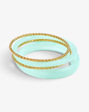 Lot de 4 Bracelets Résine Colorée & Joncs Dorés | Summer Edition - BEQUEEN