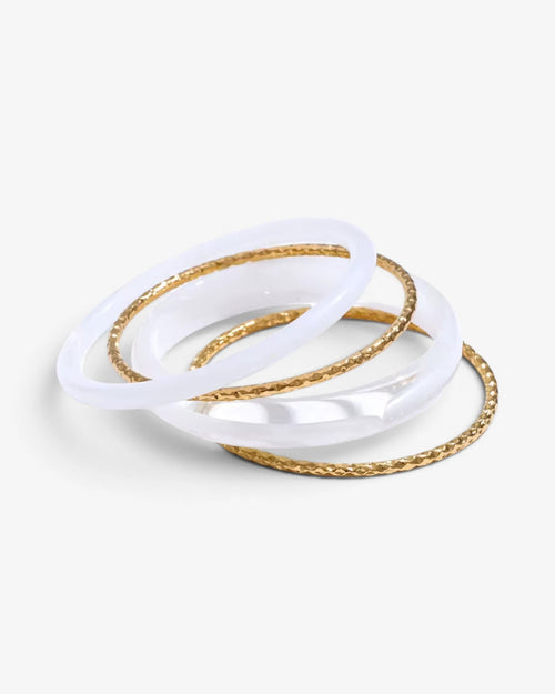 Lot de 4 Bracelets Résine Colorée & Joncs Dorés | Summer Edition - BEQUEEN