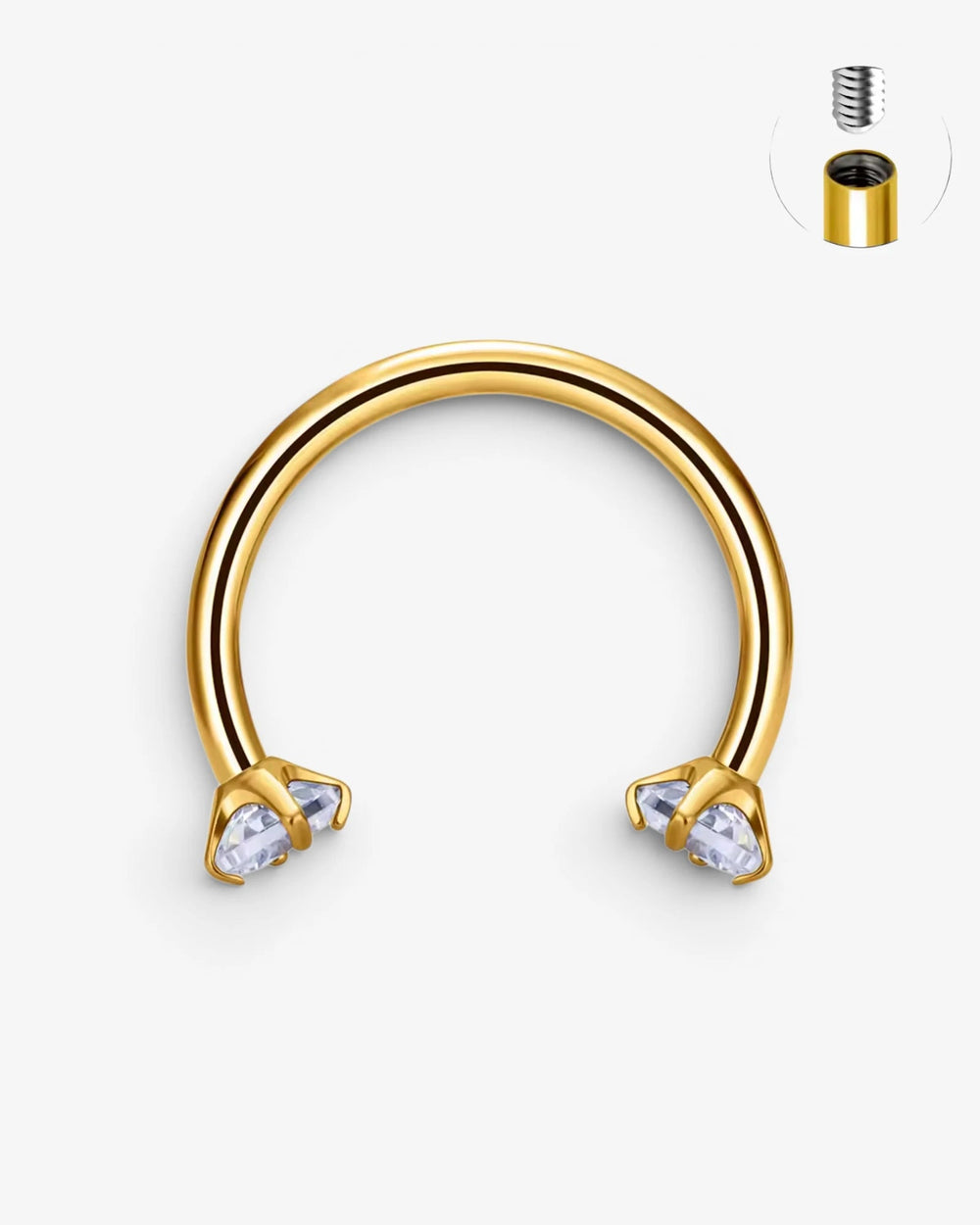 Piercing Nez Fer à Cheval Crystal – Titane Doré PVD - BEQUEEN