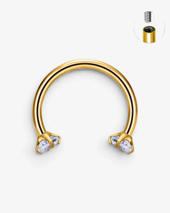 Piercing Nez Fer à Cheval Crystal – Titane Doré PVD - BEQUEEN
