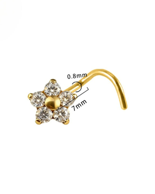 Piercing Nez Fleur en Titane ASTM F136 | Zircons - BEQUEEN