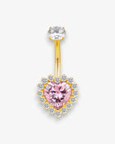 Piercing Nombril Aura – Cœur Cristal | Titane - BEQUEEN