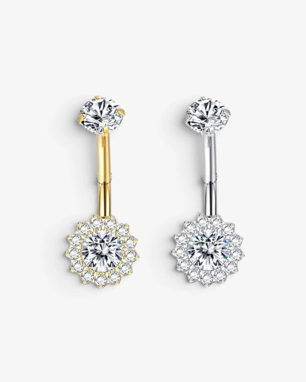 Piercing Nombril Fleur Halo en Titane ASTM F136 | Zircons - BEQUEEN