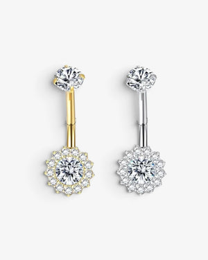 Piercing Nombril Fleur Halo en Titane ASTM F136 | Zircons - BEQUEEN