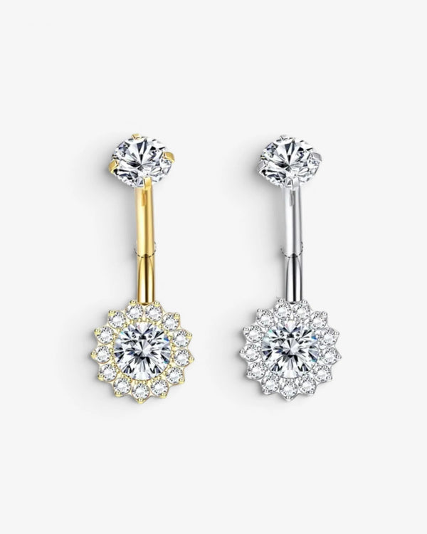 Piercing Nombril Fleur Halo en Titane ASTM F136 | Zircons - BEQUEEN