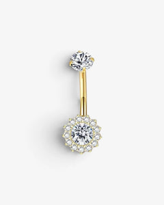 Piercing Nombril Fleur Halo en Titane ASTM F136 | Zircons - BEQUEEN