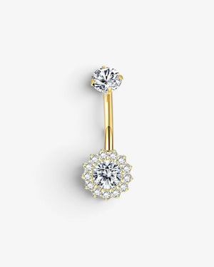 Piercing Nombril Fleur Halo en Titane ASTM F136 | Zircons - BEQUEEN