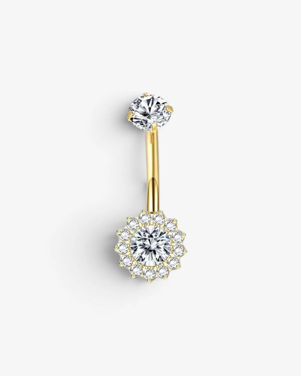 Piercing Nombril Fleur Halo en Titane ASTM F136 | Zircons - BEQUEEN