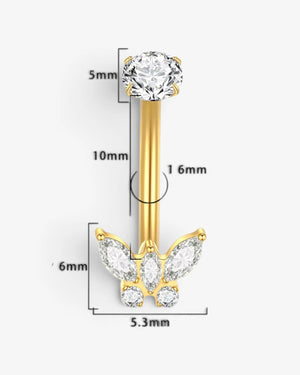 Piercing nombril Papillon Zircon – Doré - BEQUEEN