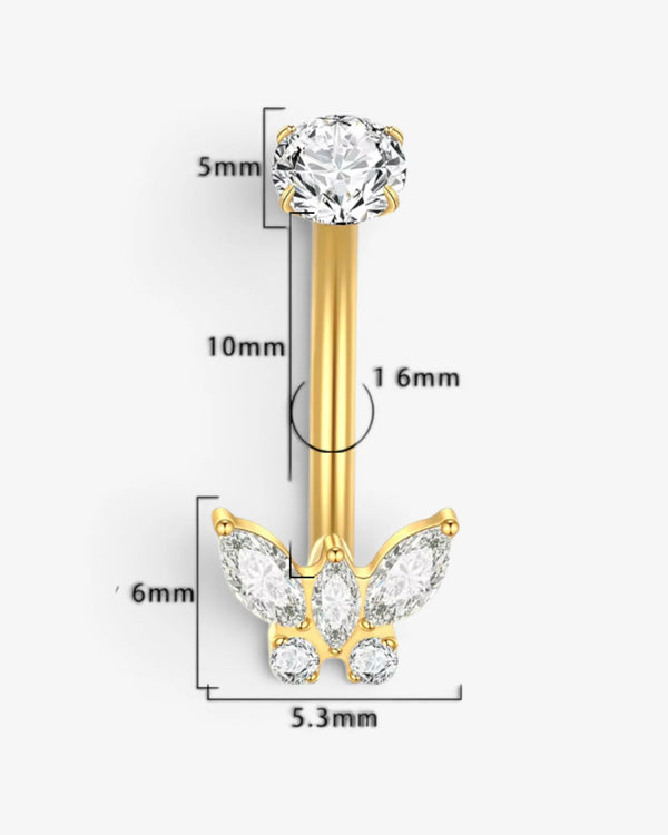 Piercing nombril Papillon Zircon – Doré - BEQUEEN