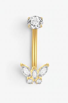 Piercing nombril Papillon Zircon – Doré - BEQUEEN