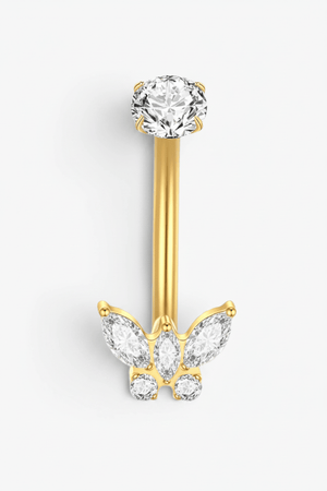 Piercing nombril Papillon Zircon – Doré - BEQUEEN