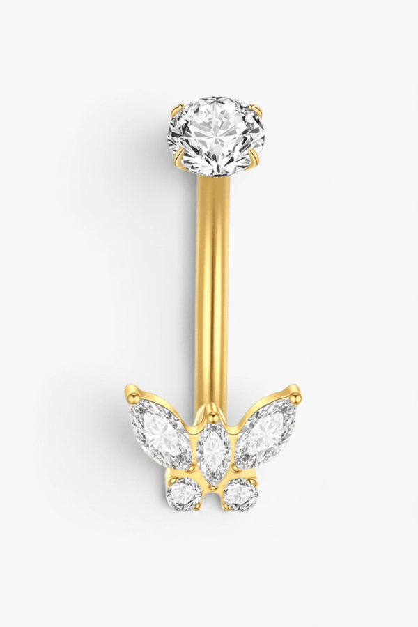 Piercing nombril Papillon Zircon – Doré - BEQUEEN