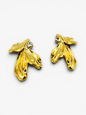 Puces d'oreilles Feuille Sculptée Dorées - BEQUEEN PARIS
