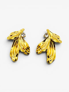 Puces d'oreilles Feuille Sculptée Dorées - BEQUEEN PARIS