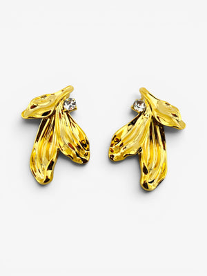 Puces d'oreilles Feuille Sculptée Dorées - BEQUEEN PARIS