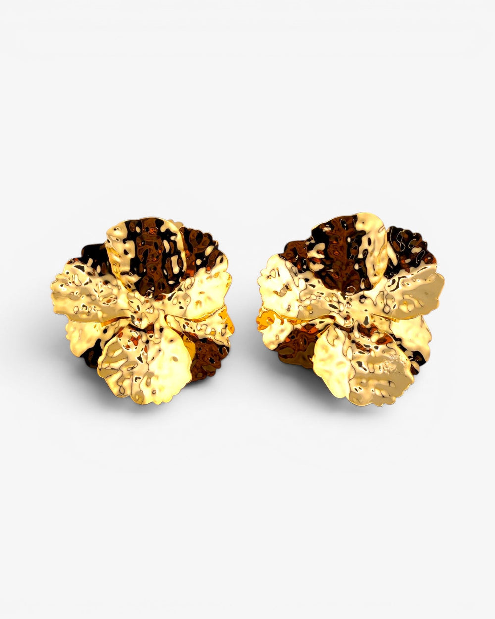 Puces d'oreilles Fleur Oversize Dorées - BEQUEEN PARIS