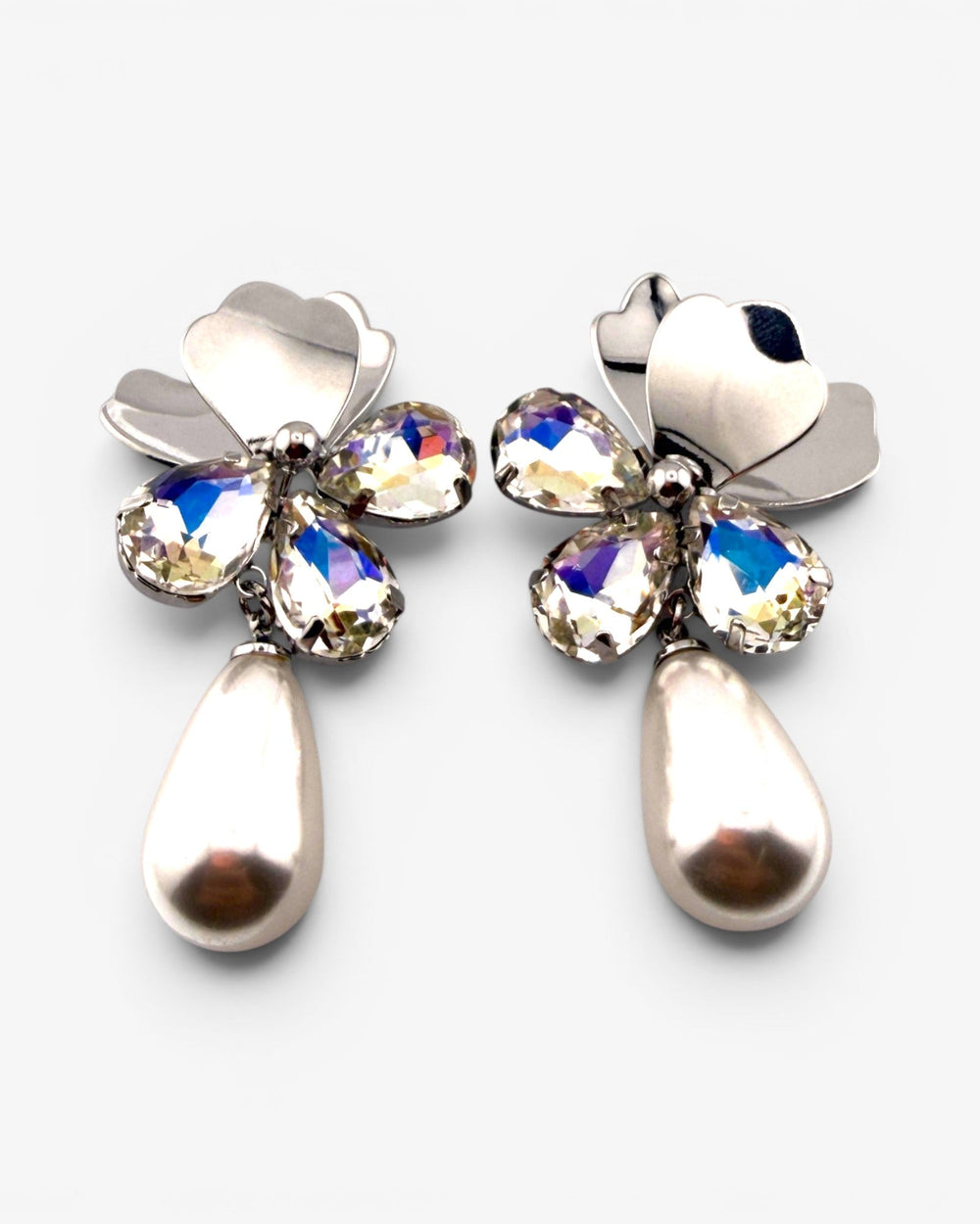 Puces d'oreilles Fleur Perle & Cristal - BEQUEEN PARIS
