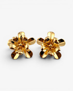 Puces d'oreilles Fleur Sculptée Dorées - BEQUEEN PARIS