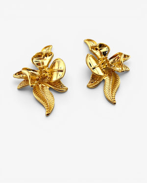 Puces d'oreilles Fleur Tropicale Dorées - BEQUEEN PARIS