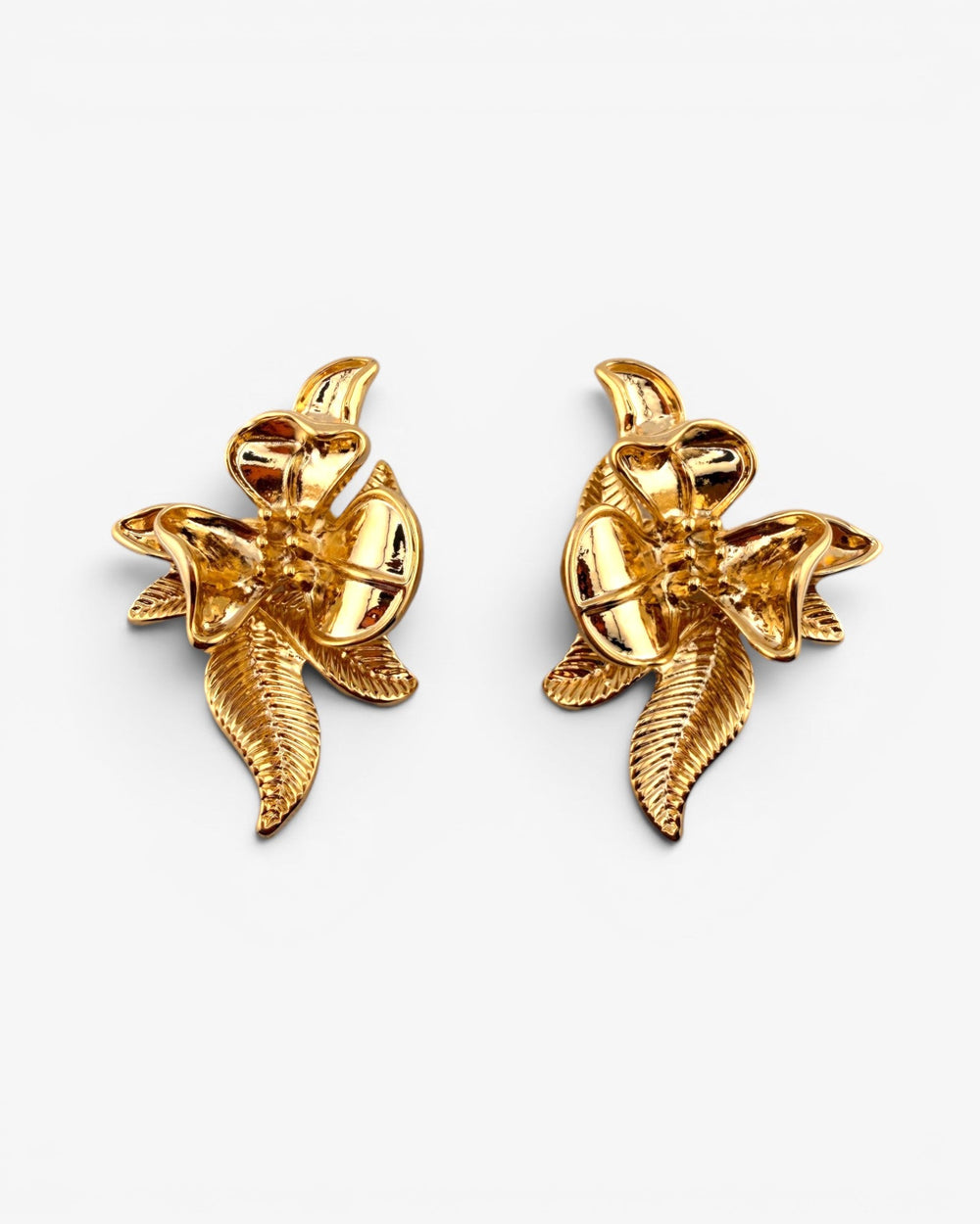 Puces d'oreilles Fleur Tropicale Dorées - BEQUEEN PARIS