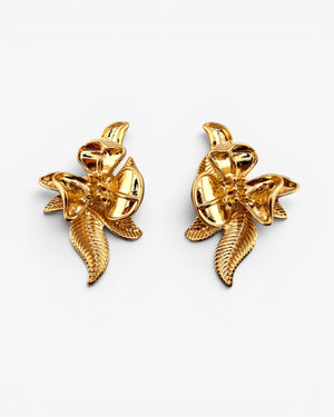 Puces d'oreilles Fleur Tropicale Dorées - BEQUEEN PARIS